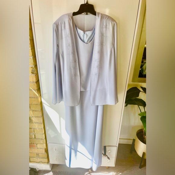 EUC Mother Of The Bride 3-piece skirt suit outfit! Size 22w / XL-1x. Pale blue. - Picture 2 of 9